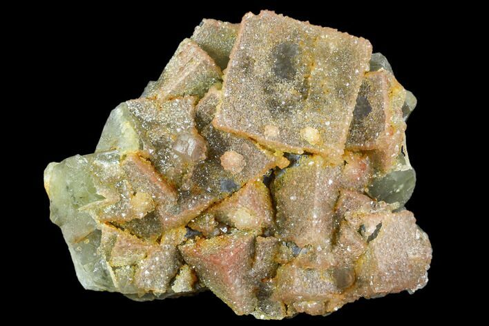 Quartz Encrusted Yellow Cubic Fluorite Cluster - Morocco #104599